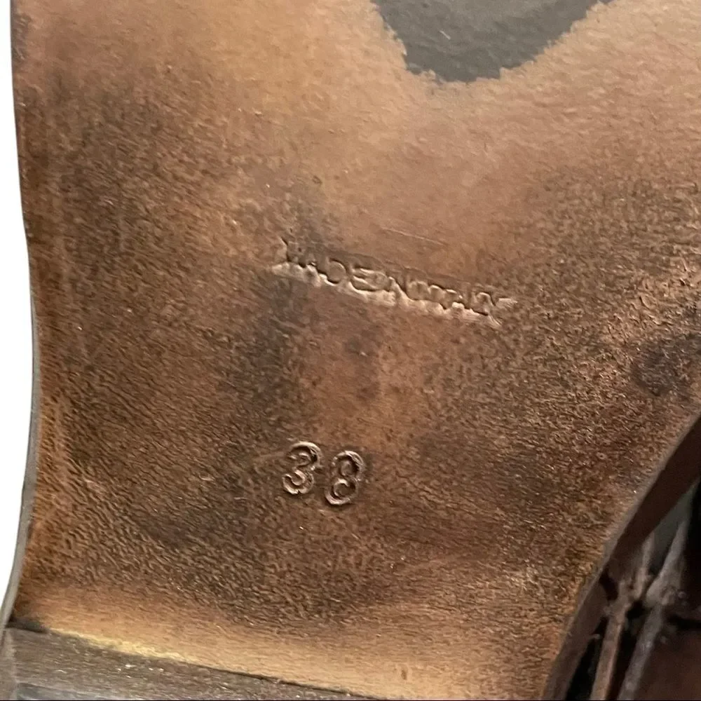 BROWNS B2 Brown Leather Ankle Boots Buckles 38